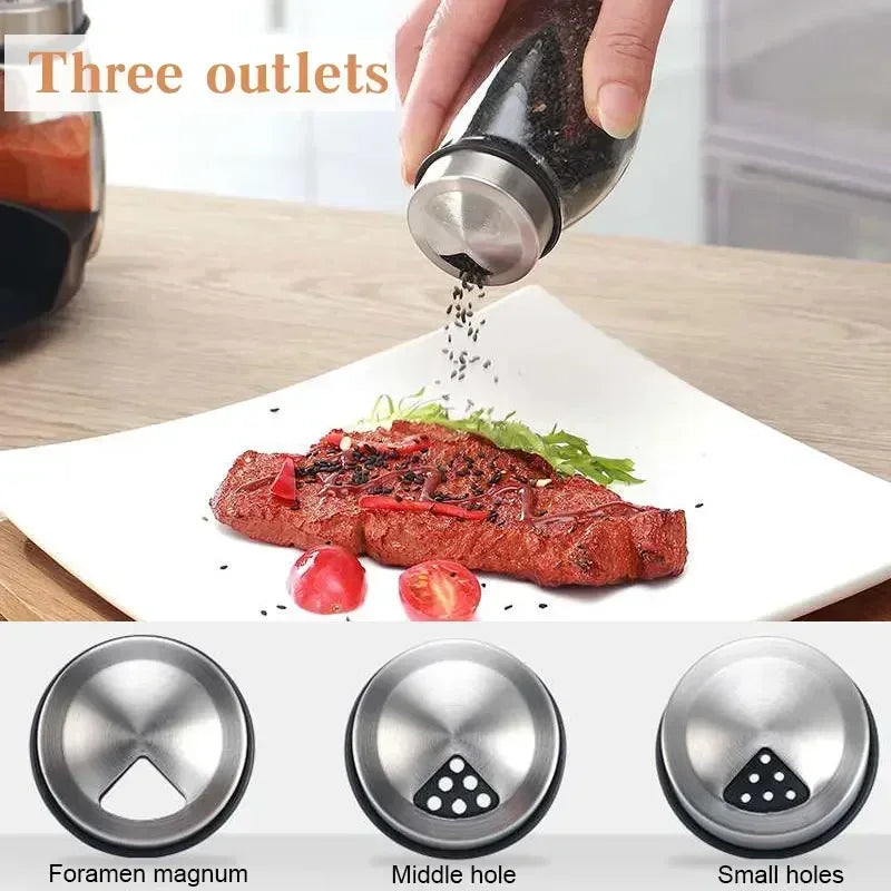 Glass Spice Jar Set With Rack For Seasonings And Salt