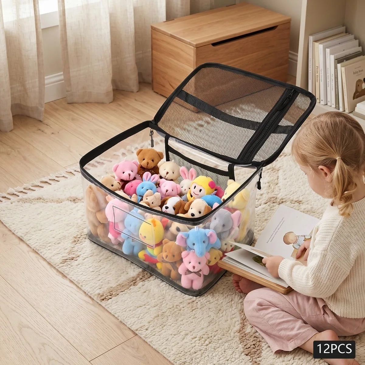 Bymaocar Clear Pvc Toy Storage Bag Featuring Multi Pocket Design