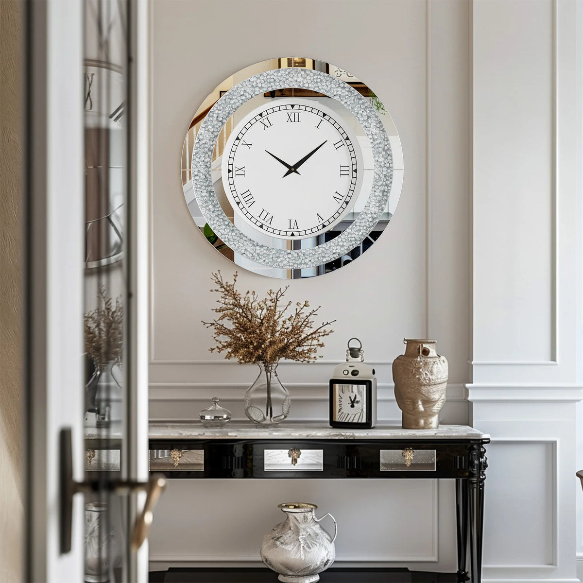 No Brand Silver Tawny Crystal Sparkle Wall Clock