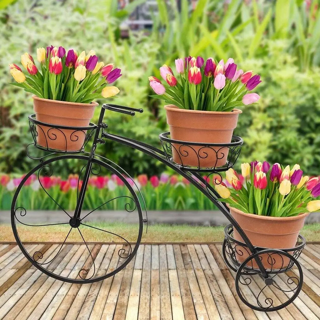 Wisfor 3 Tier Bicycle Shaped Metal Plant Stand Pot Holder
