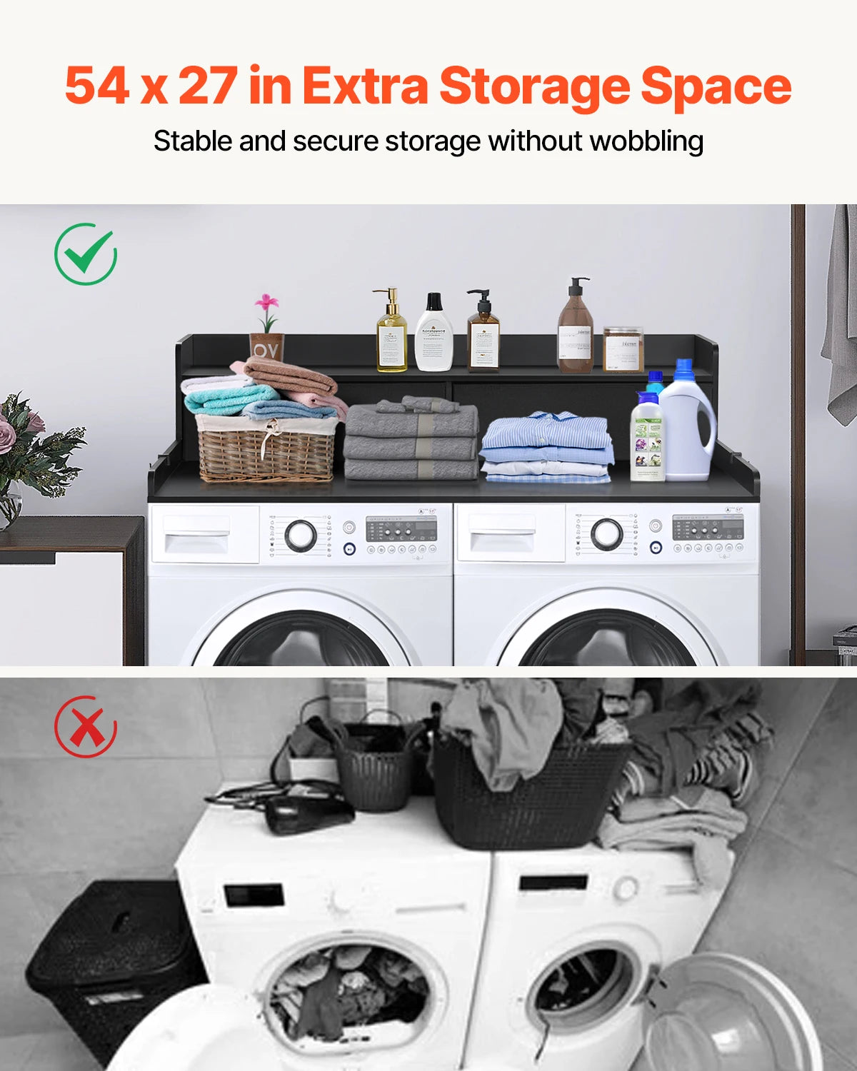 SucceBuy Washer Dryer Countertop With Drawer Shelf System