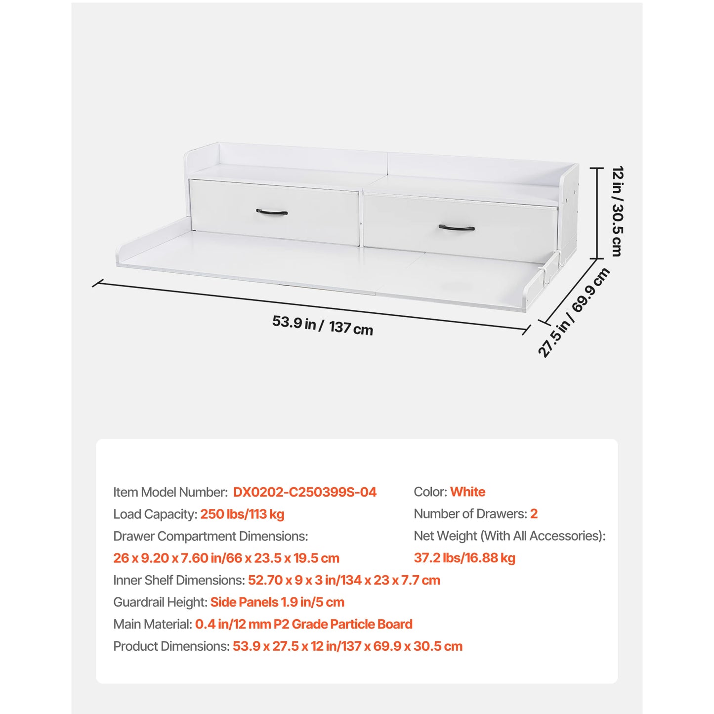 SucceBuy Washer Dryer Countertop With Drawer Shelf System