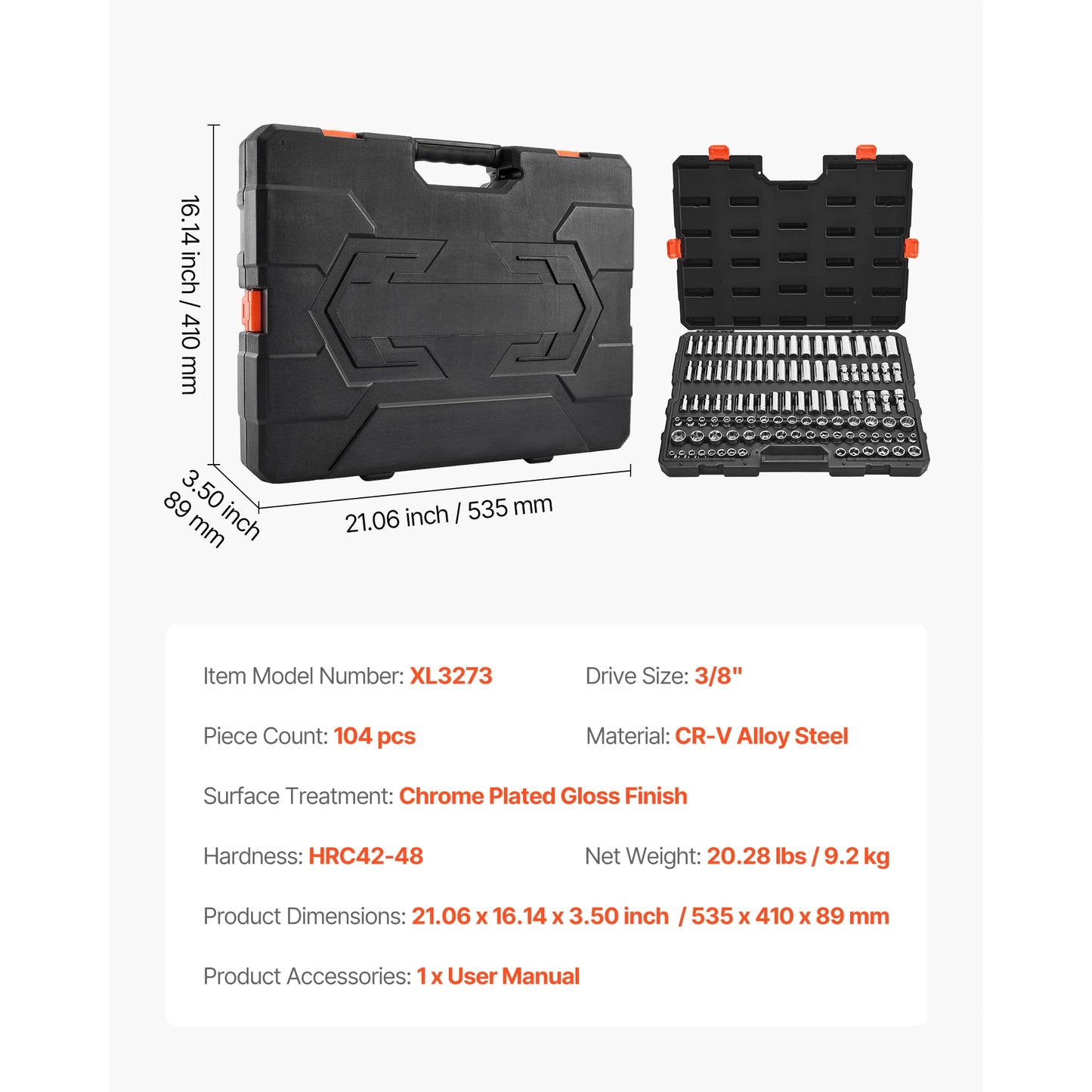 SucceBuy 86 Piece Socket Set Ratchet SAE Metric Tools