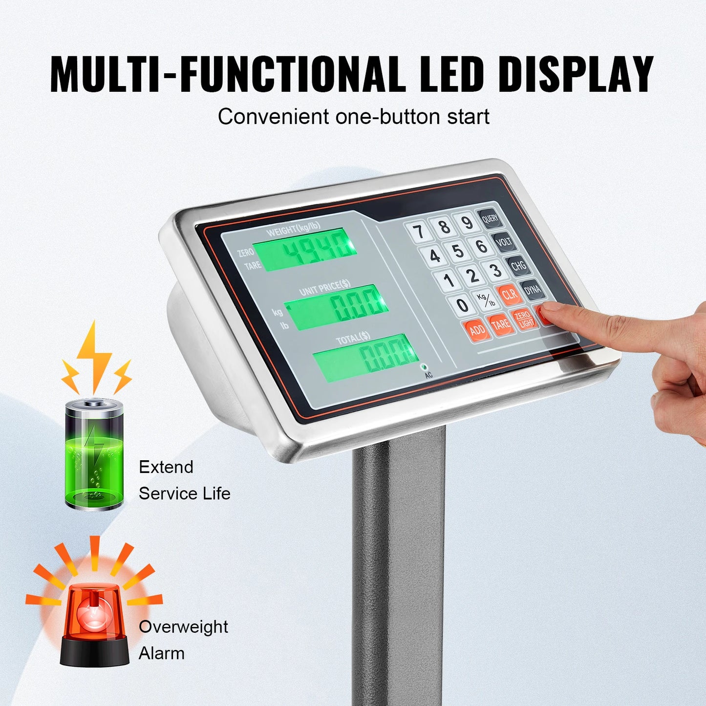 SucceBuy Stainless Steel Digital Platform Scale 660 LB Tare Calculator