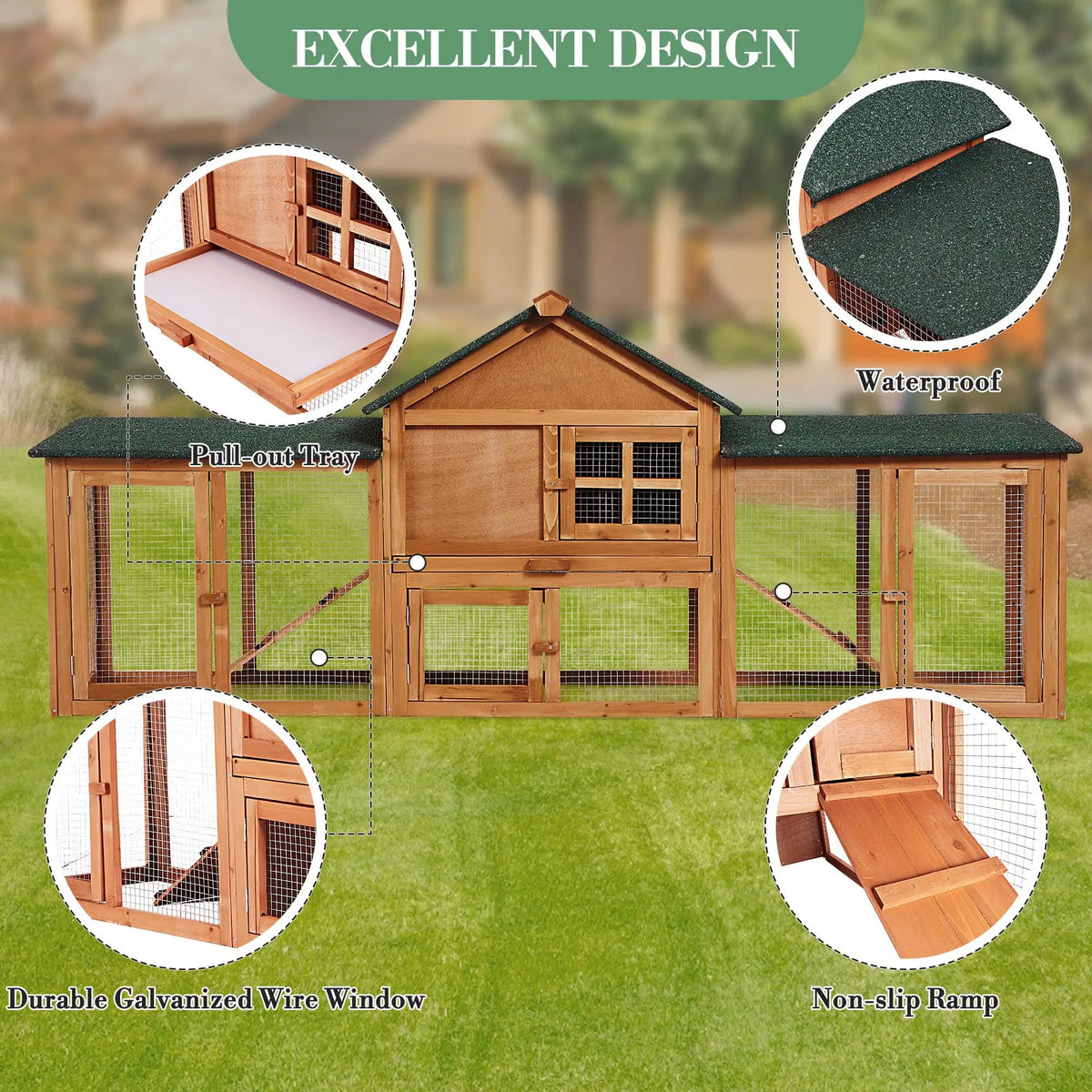 DishyKooker Outdoor Wooden Two Story Small Rabbit Hutch
