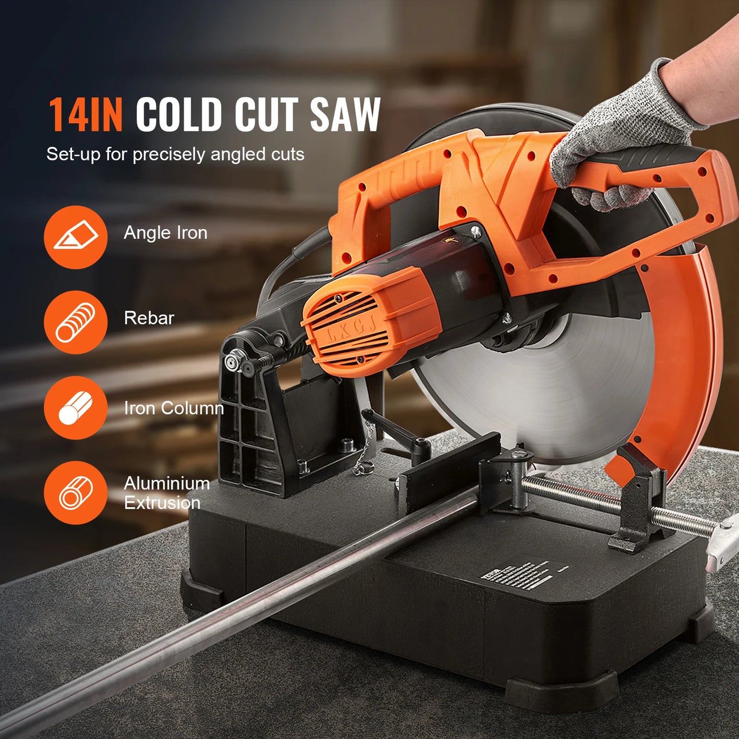 SucceBuy 2800W Chop Saw 0to45 Degree Adjustable Dry Cut RPM