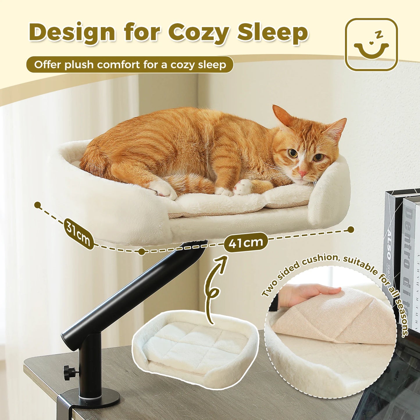 PAWZ Road Cat Desk Bed 360 Rotatable Cat Bed Stand For Indoor Cats