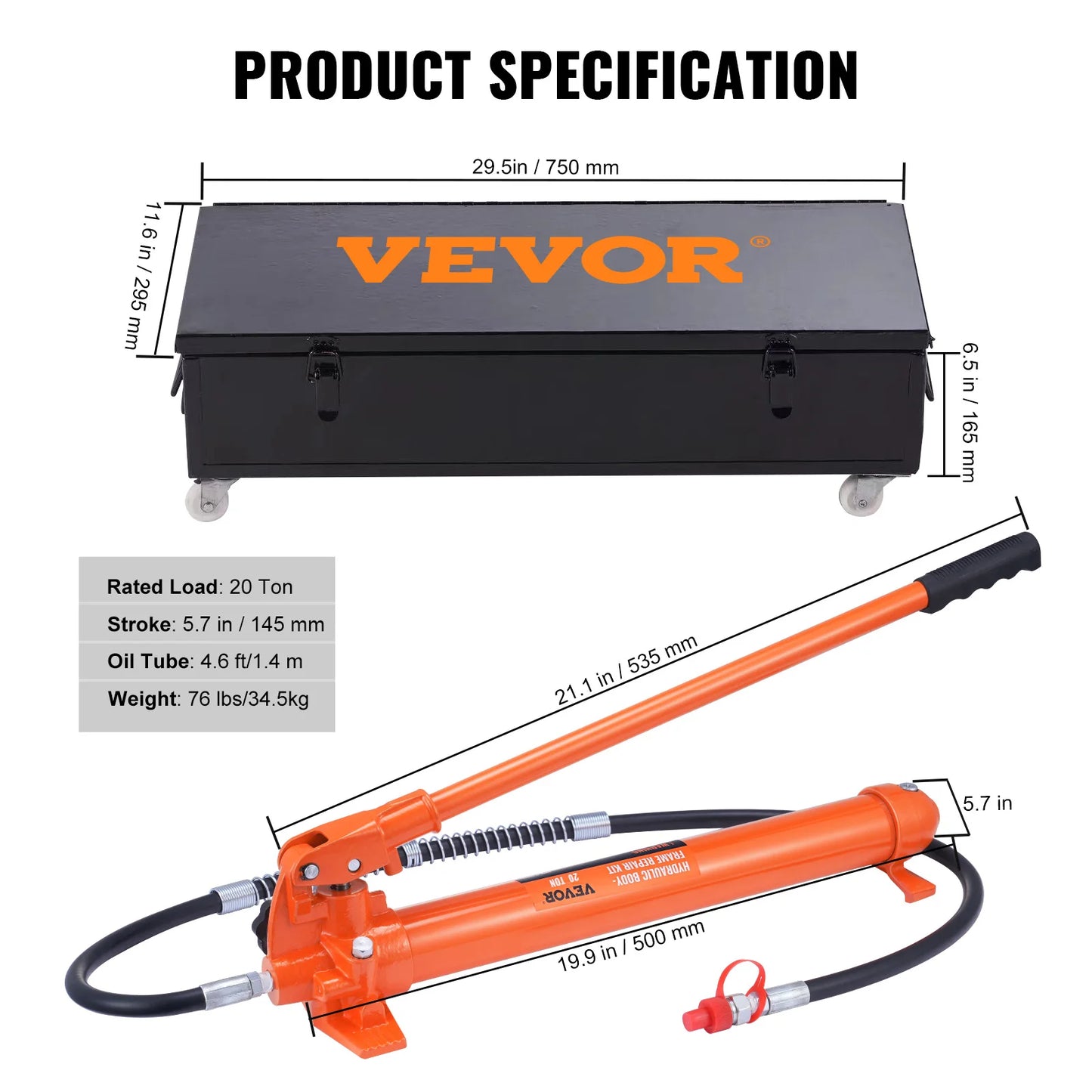 SucceBuy 4 10 12 20 Ton Hydraulic Cylinder Jack Kit