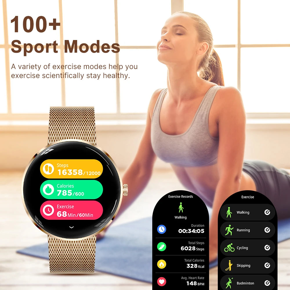 MEVADEN Ultra Thin Stainless Steel Smartwatch AMOLED Display With Bluetooth Call