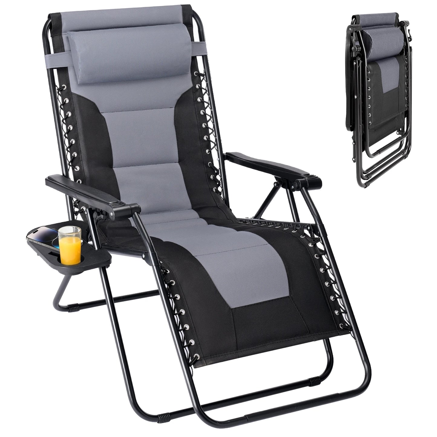 JHK Zero Gravity Padded Reclining Lounge Chair With Cup Holder