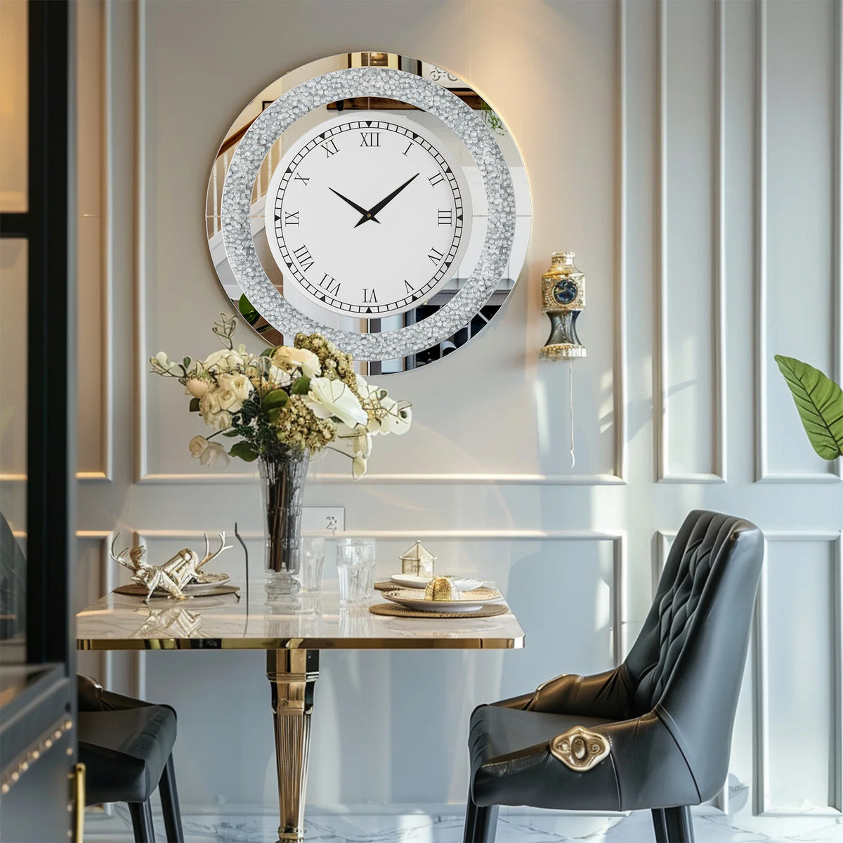 No Brand Silver Tawny Crystal Sparkle Wall Clock