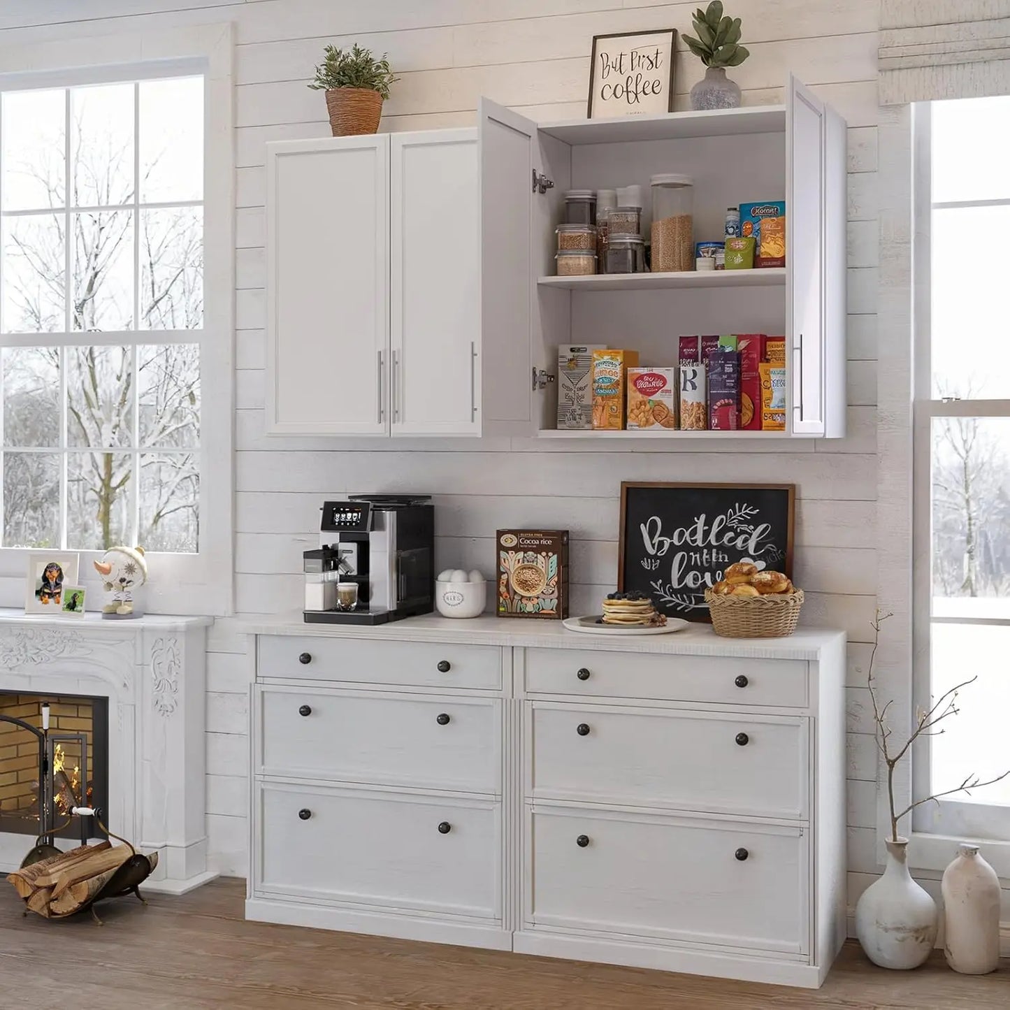 Laundry Room Wall Cabinets With Adjustable Shelves For Storage
