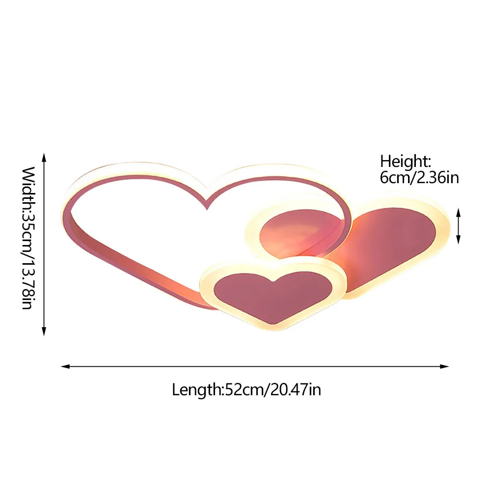 Heart Shaped LED Ceiling Light With Remote 36W 3040LM Adjustable 3000K-6000K