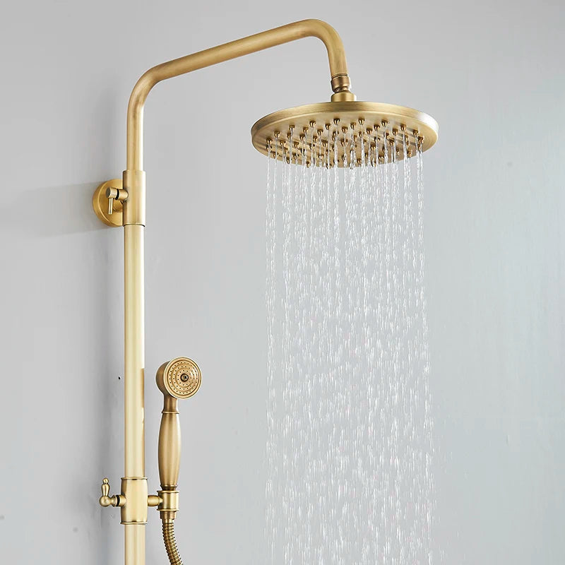 Suguword Shower Faucet Set With Rainfall Head Handshower Wall Mount