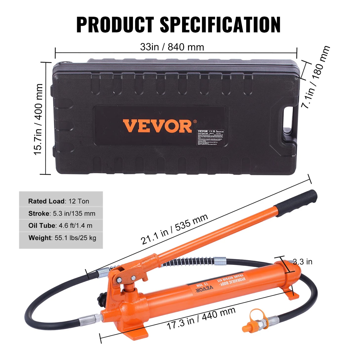 SucceBuy 4 10 12 20 Ton Hydraulic Cylinder Jack Kit