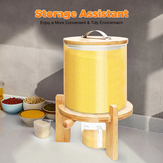 Clear Glass Cereal Dispenser With Airtight Bamboo Lid