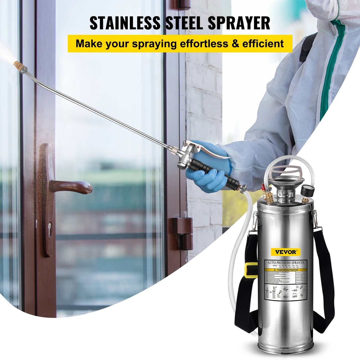 SucceBuy Stainless Steel Hand Powered Sprayer For Garden Use