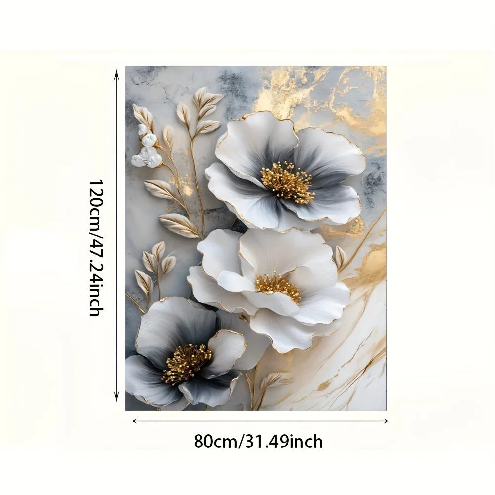 Modern Floral Canvas Mural Framed 3D Painting For Living Room