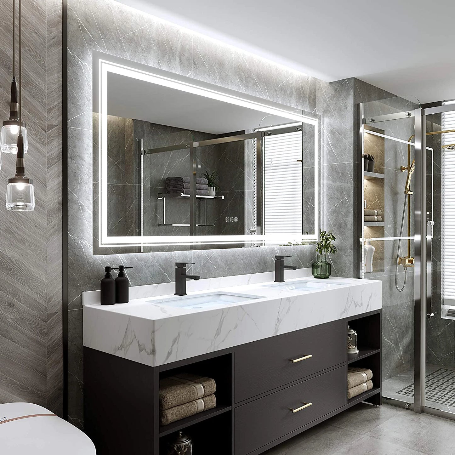 Wisfor LED Backlit Anti Fog Dimmable Bathroom Mirror Memory