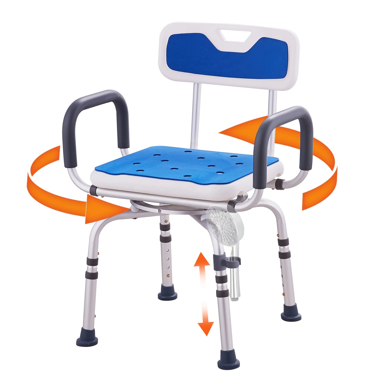 SucceBuy Swivel Shower Chair 360 Adjustable Armrest Non Slip