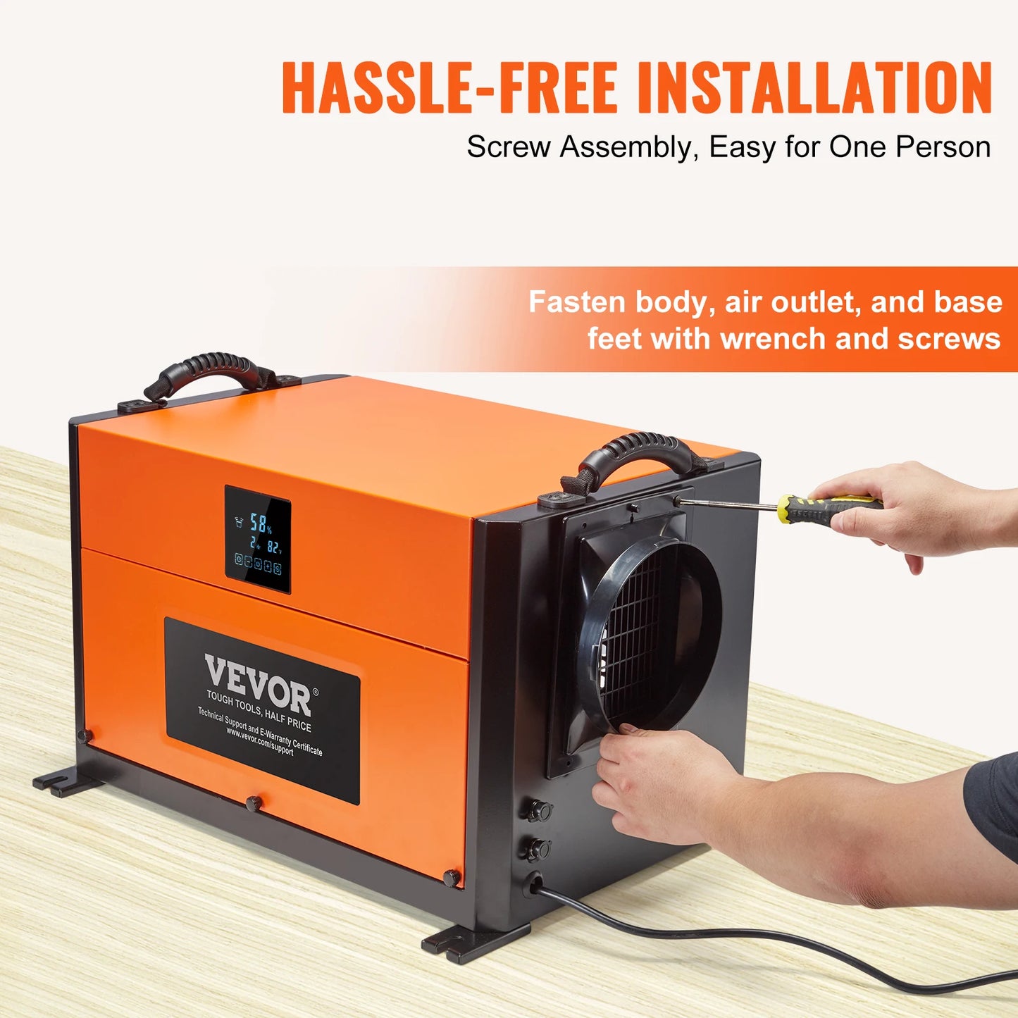 VEVOR Commercial Dehumidifier With Drain Hose For Crawl Spaces Basements