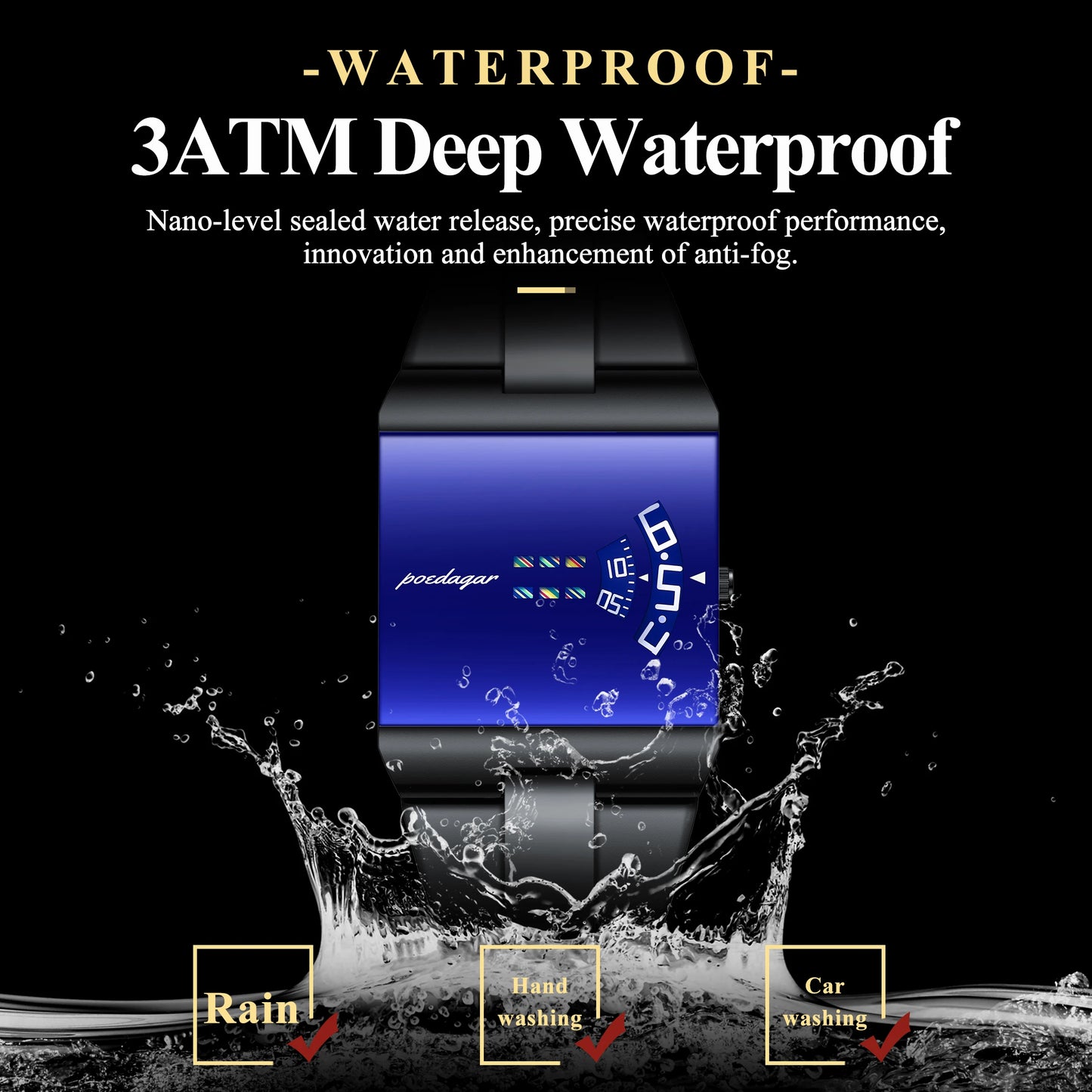 Poedagar Unique Men Wristwatch Waterproof Stainless Steel Quartz Sport
