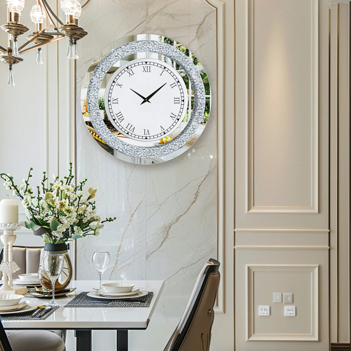 No Brand Silver Tawny Crystal Sparkle Wall Clock