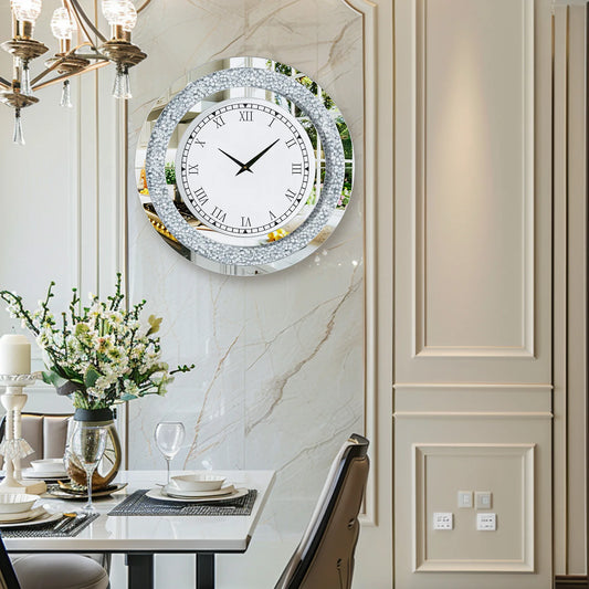No Brand Silver Tawny Crystal Sparkle Wall Clock