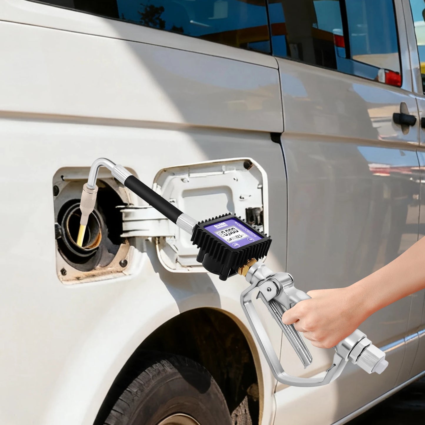 Oil Fluid Dispenser With Gauge LCD Display 360 Rotatable Nozzle