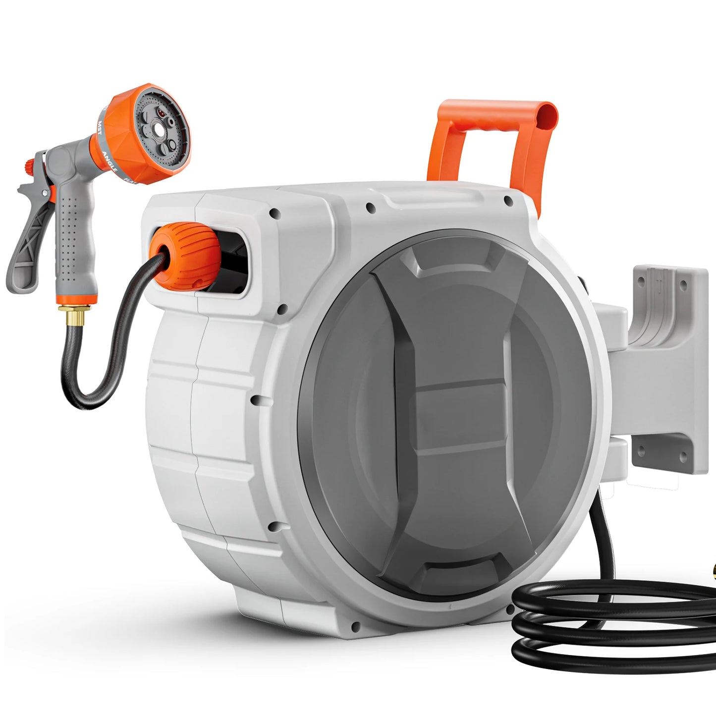 SucceBuy Retractable Garden Hose Reel 9 Pattern Nozzle Wall Mounted