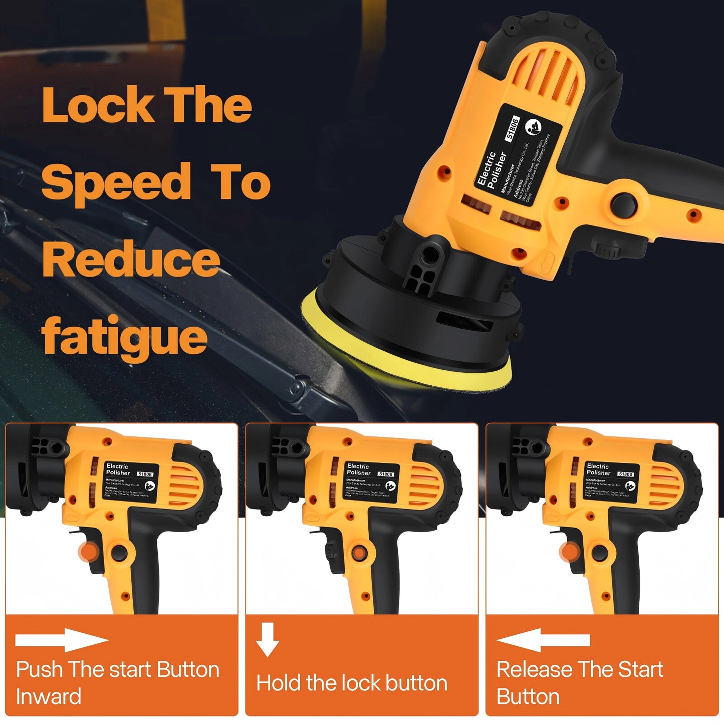 Electric Polisher Car Polishing Kit 800W Variable Speed Buffer