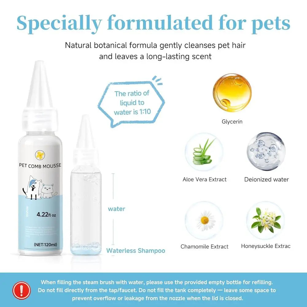 3 in 1 Steam Grooming Brush for Pets Deshedding Technology
