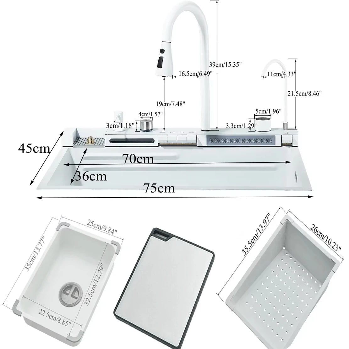 Suguword 304 Stainless Steel Waterfall Kitchen Faucet With Soap Dispenser