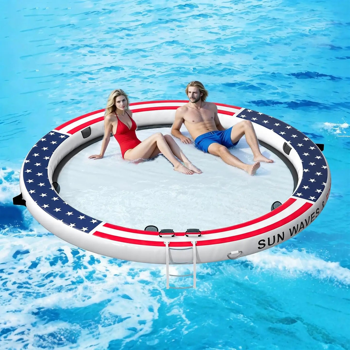 Float Ring With 6 Cup Holders Inflatable Water Hammock