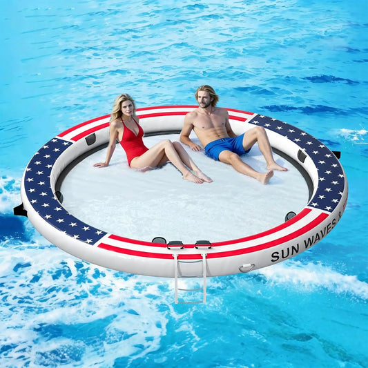 Float Ring With 6 Cup Holders Inflatable Water Hammock