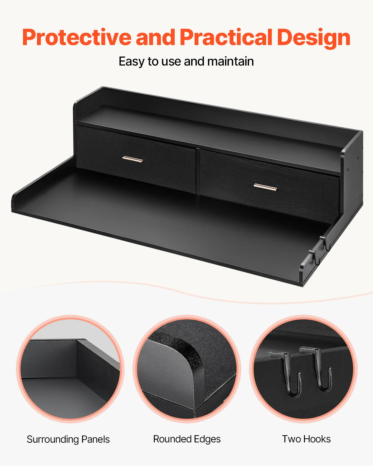 SucceBuy Washer Dryer Countertop With Drawer Shelf System