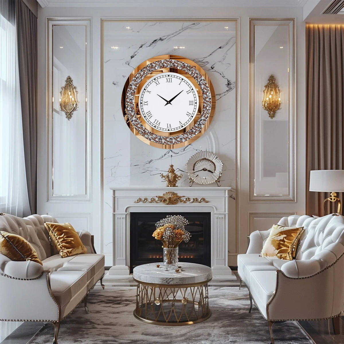 No Brand Silver Tawny Crystal Sparkle Wall Clock