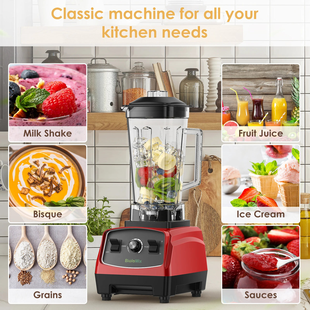 Biolomix Heavy Duty Commercial Blender 3HP 2200W Ice Crush Mixer