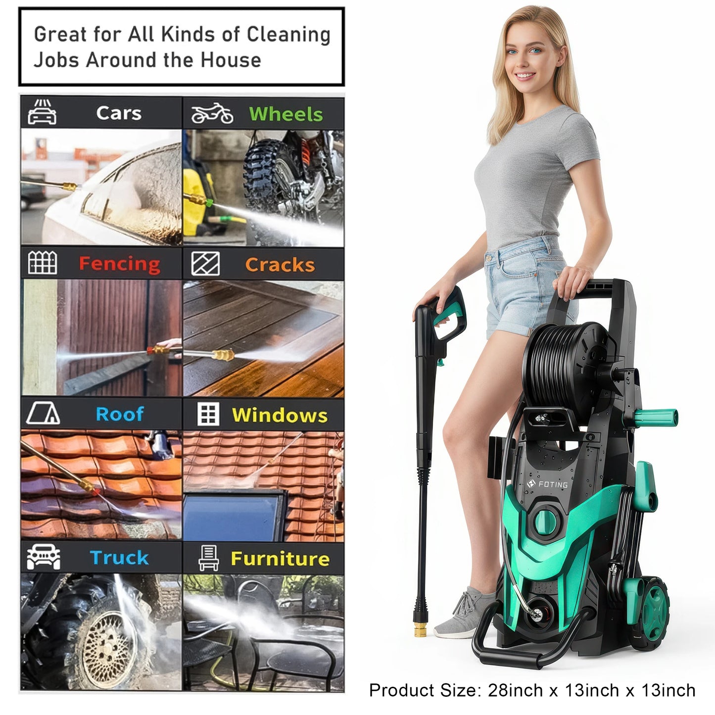 FF FOTING Electric Pressure Washer 4500 PSI With Foam Cannon