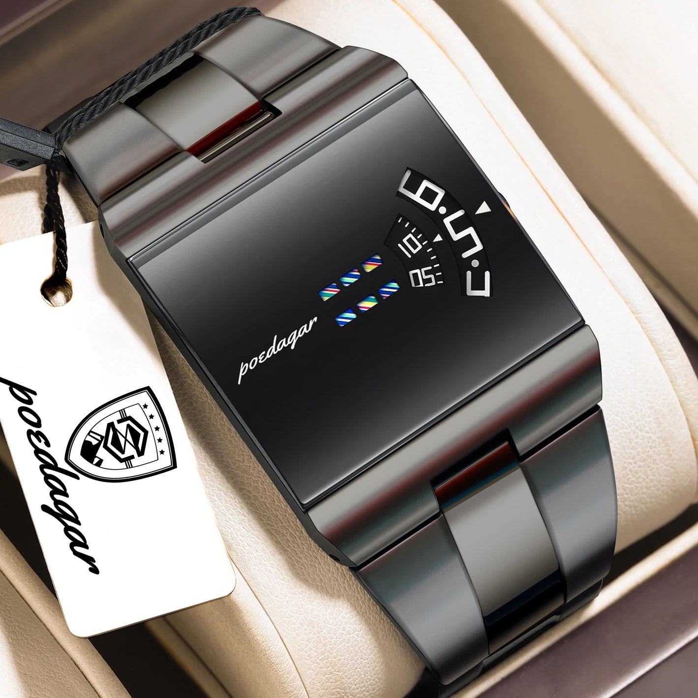 Poedagar Unique Men Wristwatch Waterproof Stainless Steel Quartz Sport