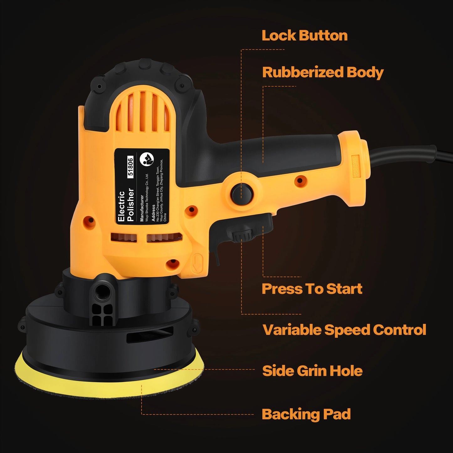 Electric Polisher Car Polishing Kit 800W Variable Speed Buffer