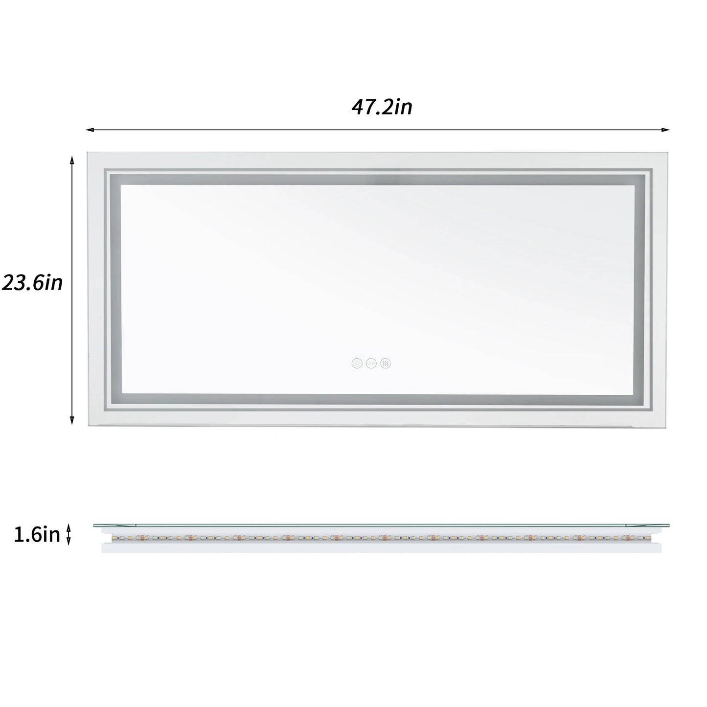 Wisfor LED Backlit Anti Fog Dimmable Bathroom Mirror Memory