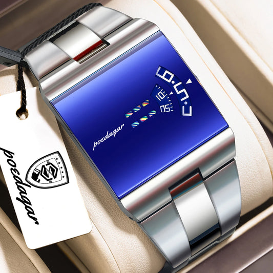 Poedagar Unique Men Wristwatch Waterproof Stainless Steel Quartz Sport
