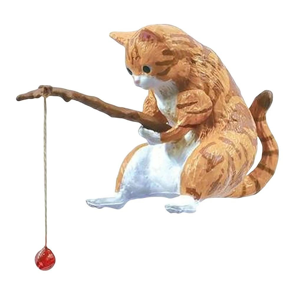 Sikiwind Fishing Cat Figurine Aquarium Decoration Ornament