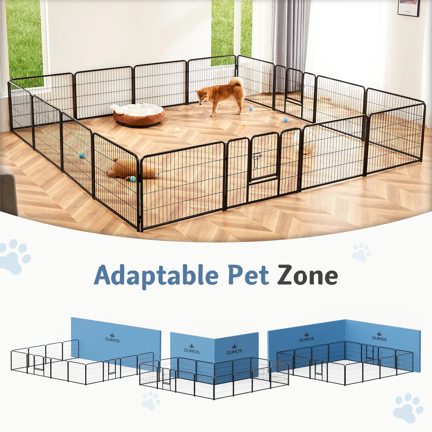 JHK Foldable Dog Playpen Metal Fence Outdoor Use Durable
