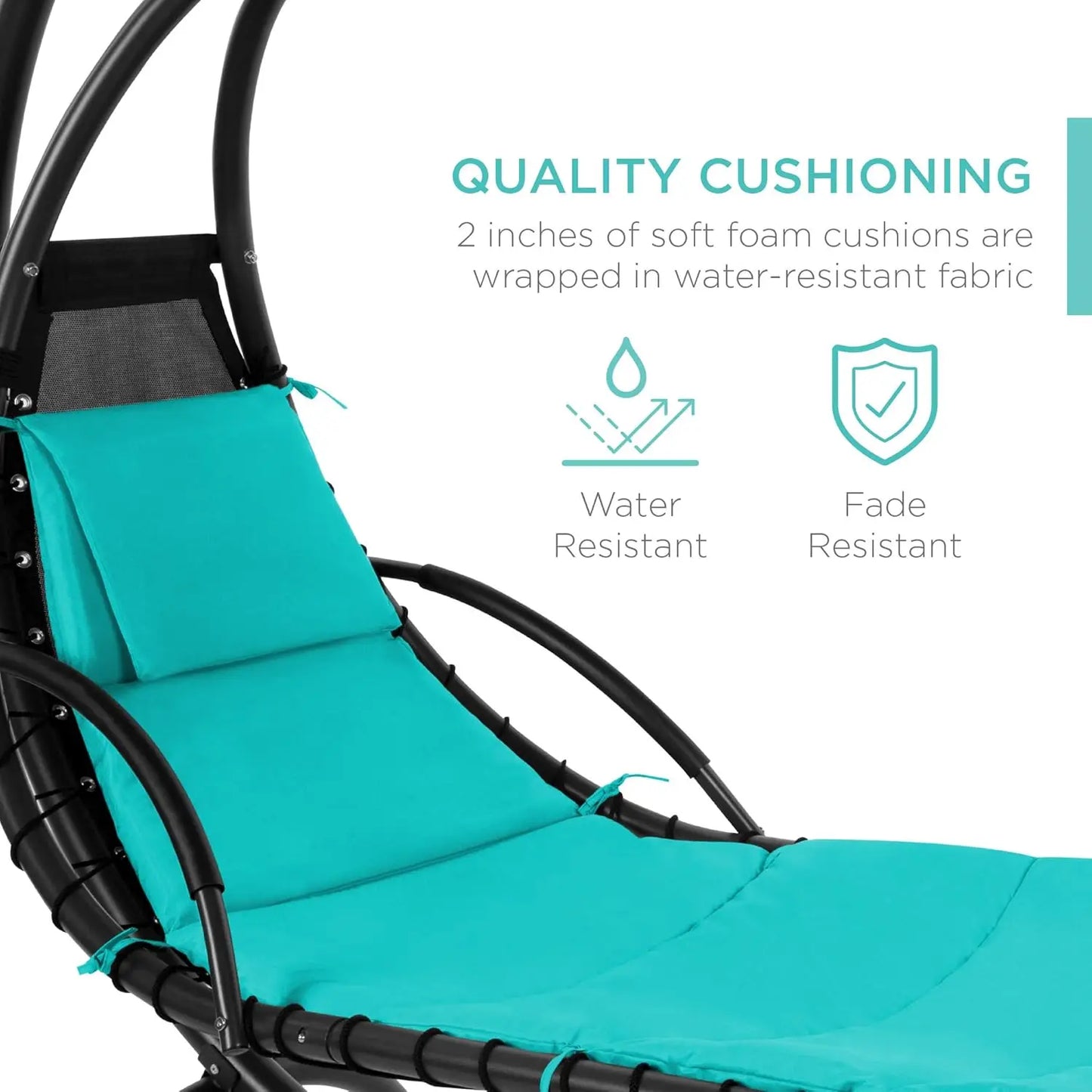 Curved Steel Outdoor Hanging Chaise Lounge With Built In Pillow