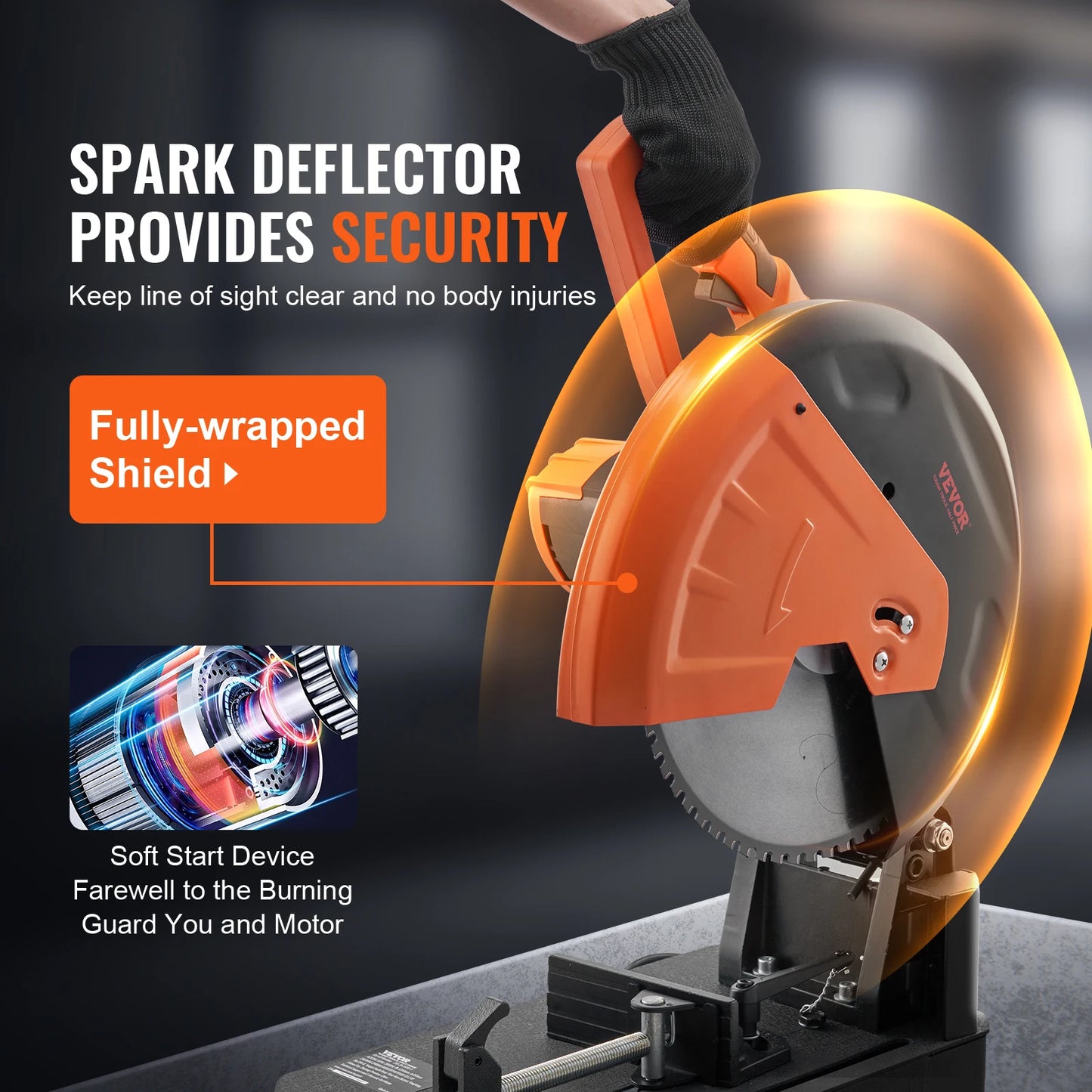 SucceBuy 2800W Chop Saw 0to45 Degree Adjustable Dry Cut RPM