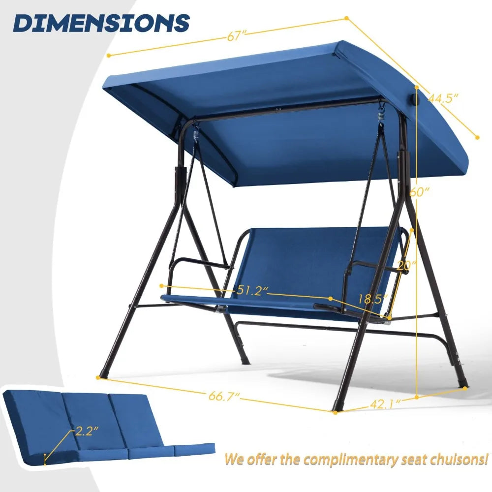 XIAOLANG Outdoor Patio Swing With Removable Cushions And Canopy