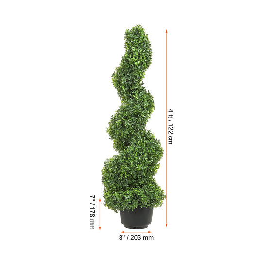 SucceBuy Artificial Boxwood Spiral Tower Topiary Plant