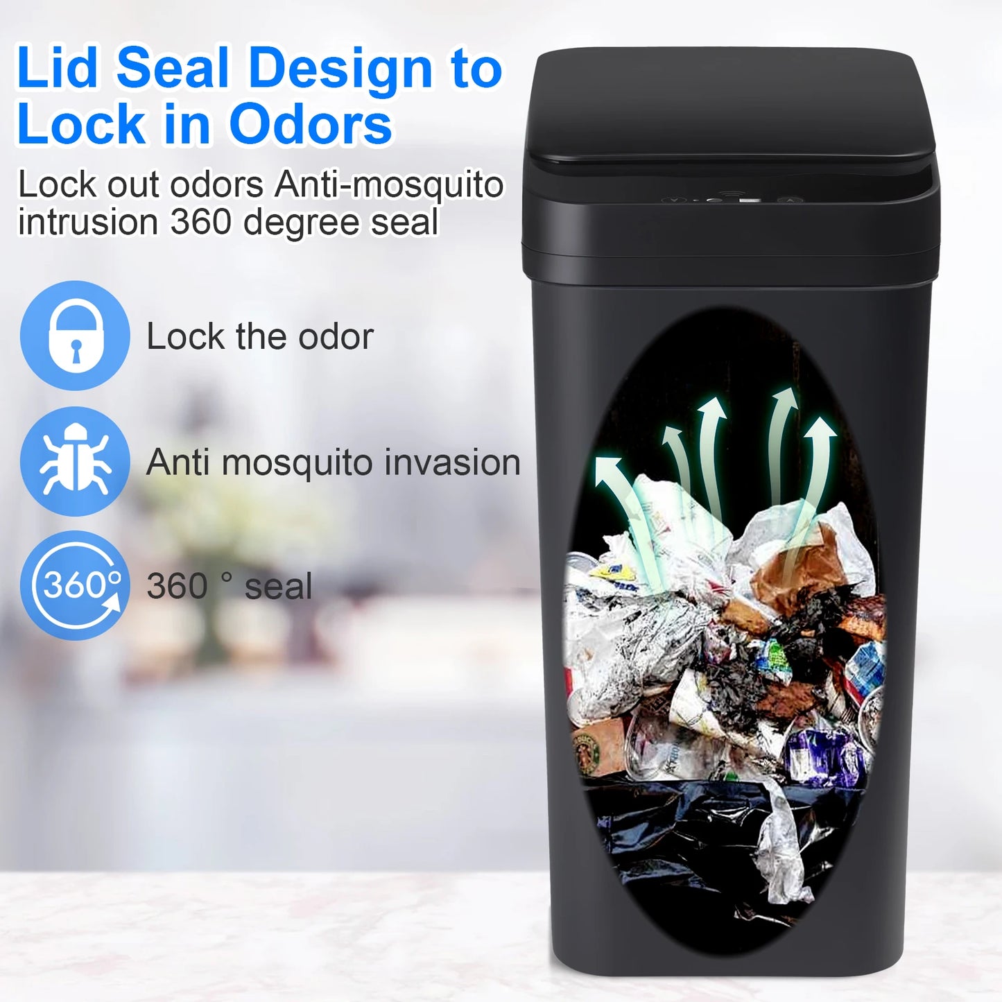 Two Pack Slim Touchless Motion Sensor Trash Cans for Office